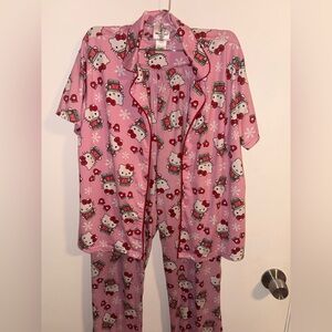 Hello Kitty Snowflake Mittens Holiday Themed Pink Pajamas Set SM